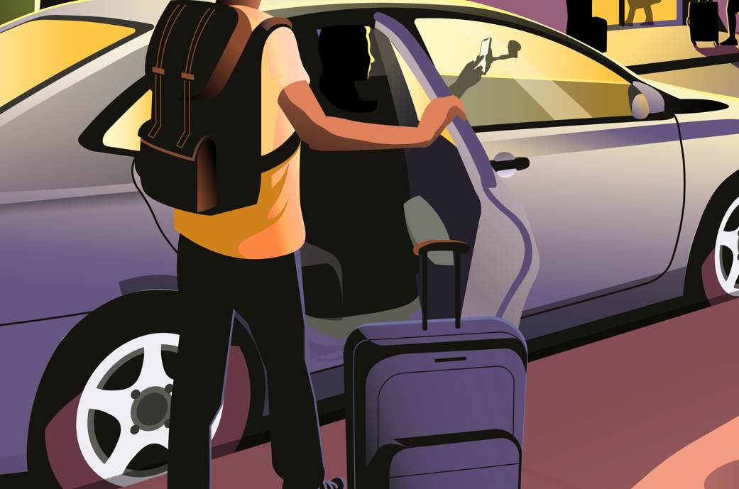 Airport transfer route planning illustration