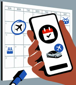 Airport transfer booking illustration