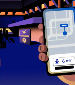 Airport wayfinding and pickup illustration